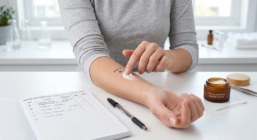 Ako otestovať krém na atopický ekzém — Test znášanlivosti | LekáreňMoja 8 Ako otestovať krém na atopický ekzém — domáci patch test na predlaktí